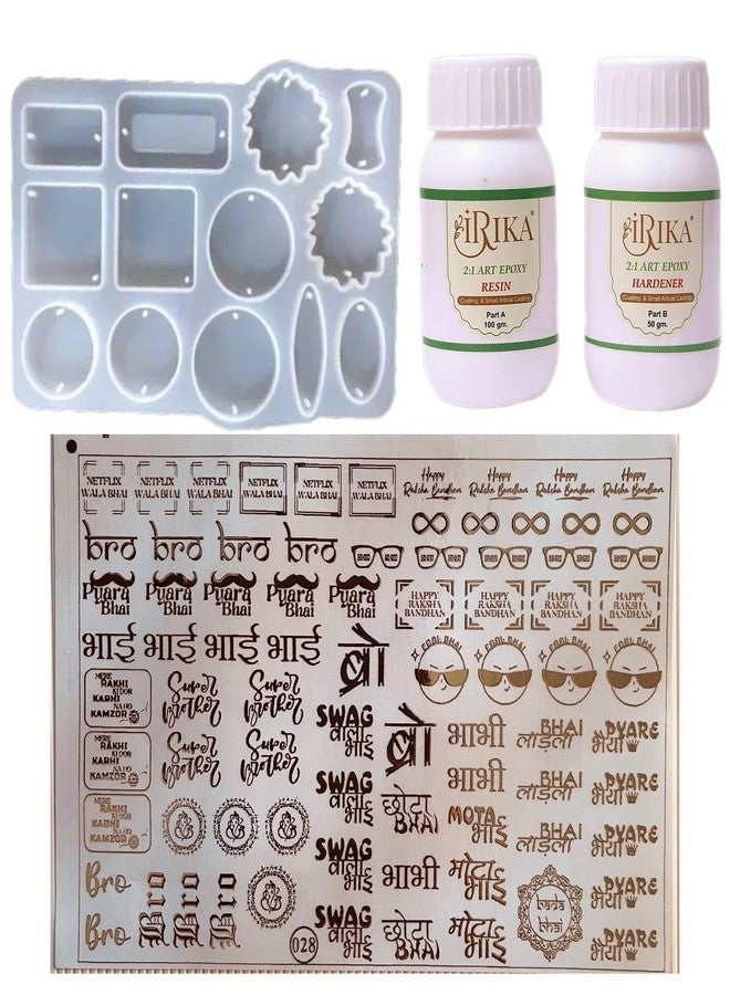 IRIKA Complete Rakhi Making Kit - Rakhi Bracelet Silicone Mold + 150g 2:1 Art Resin + A5 Rakhi Embossed Stickers - Non-Toxic, Perfect for Resin Art & Craft - Image 1